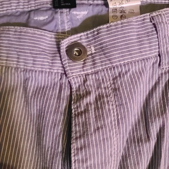 H&M cute blue striped engineer pants sz36 - Picture 3 of 4